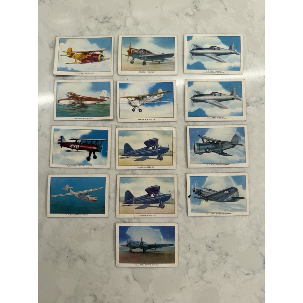Vintage 1940's Wings Cigarettes Trade Cards‎ 2.5"x1.6" (Set of 11 w/2Duplicates)